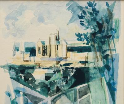 Camille HILAIRE - La Cathédrale de Metz, 1954 - Aquarelle originale signée 2