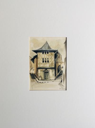 Camille HILAIRE - La Maison de Rabelais, Metz, 1954 - Aquarelle originale signée 2