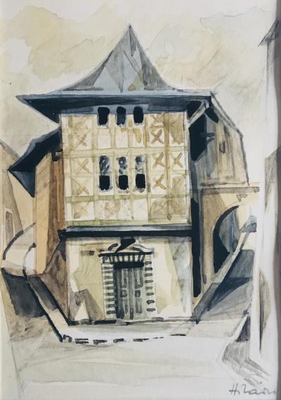 Camille HILAIRE - La Maison de Rabelais, Metz, 1954 - Aquarelle originale signée 2