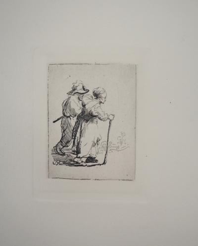 REMBRANDT (d’après) : Le couple de paysans, 1650 - Gravure 2