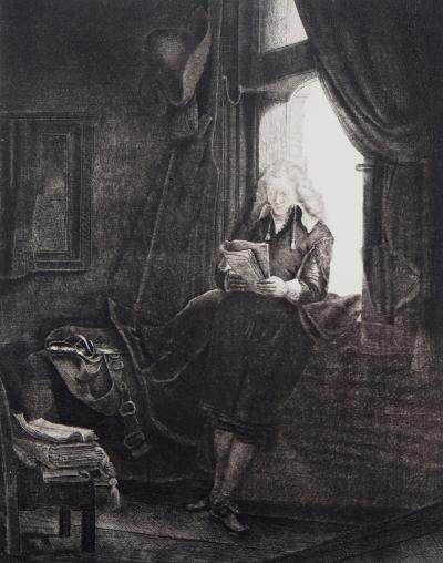REMBRANDT (d’après) : Portrait de Jan Six, 1647 - Gravure signée et numérotée 2