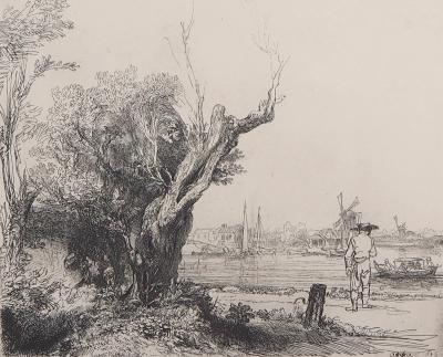 REMBRANDT (d’après) : Vue de l’Omval, 1645 - Gravure signée et numérotée 2
