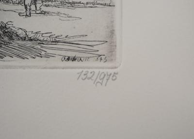 REMBRANDT (d’après) : Vue de l’Omval, 1645 - Gravure signée et numérotée 2