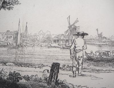 REMBRANDT (d’après) : Vue de l’Omval, 1645 - Gravure signée et numérotée 2