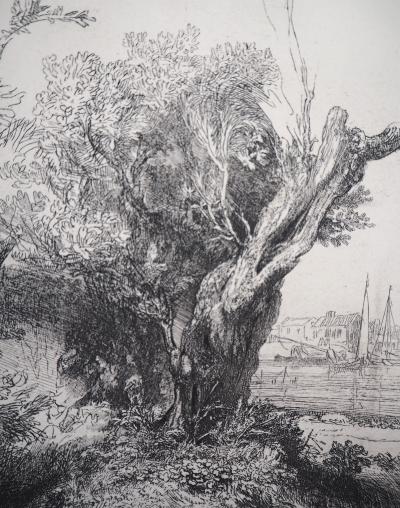 REMBRANDT (d’après) : Vue de l’Omval, 1645 - Gravure signée et numérotée 2