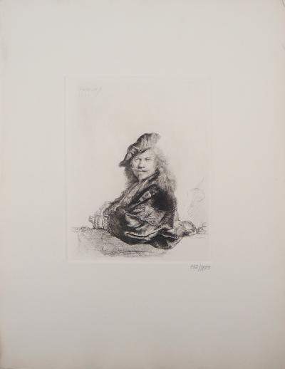 REMBRANDT (after): Rembrandt pressed, 1645 - Engraving signed and numbered 2