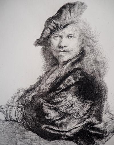 REMBRANDT (after): Rembrandt pressed, 1645 - Engraving signed and numbered 2