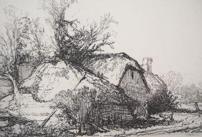 REMBRANDT (after): The cottage near the canal: view of Diem, 1645 - Signed and numbered engraving 2