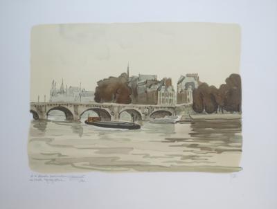 Robert YAN - Le POnt Neuf, Place Dauphine, Conciergerie - Lithographie signée et dédicacée 2