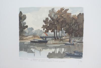 Robert YAN - Etang en Sologne - Lithographie signée et dédicacée 2