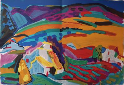 Pierre AMBROGIANI - Le hameau provençal - Lithographie originale signée 2