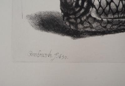 REMBRANDT (d’après) : Le coquillage, 1650 - Gravure signée et numérotée 2