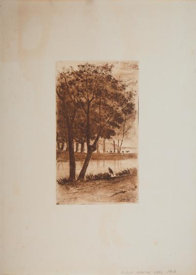 Auguste DELATRE : Les Marais, 1850 - Gravure originale signée 2