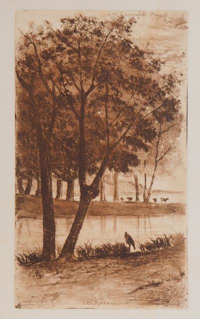 Auguste DELATRE : Les Marais, 1850 - Gravure originale signée 2