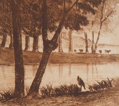 Auguste DELATRE : Les Marais, 1850 - Gravure originale signée 2