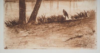 Auguste DELATRE : Les Marais, 1850 - Gravure originale signée 2