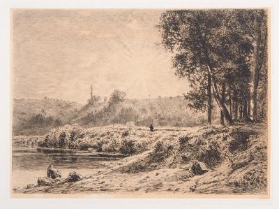 Alfred-Alexandre DELAUNEY : Ruisseau dans le forêt - Gravure originale signée 2