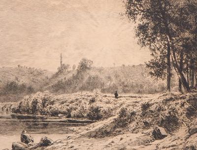 Alfred-Alexandre DELAUNEY : Ruisseau dans le forêt - Gravure originale signée 2