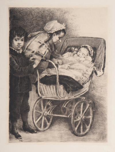 Marcelin DESBOUTIN : Promenade en famille, 1878 - Gravure originale signée 2