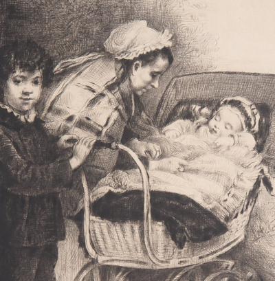 Marcelin DESBOUTIN : Promenade en famille, 1878 - Gravure originale signée 2