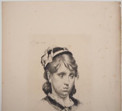 Marcelin DESBOUTIN : Portrait d’une jeune fille - Gravure originale signée 2