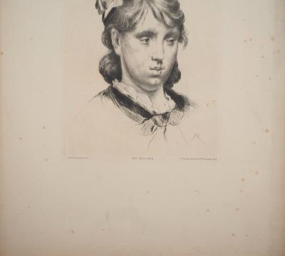 Marcelin DESBOUTIN : Portrait d’une jeune fille - Gravure originale signée 2