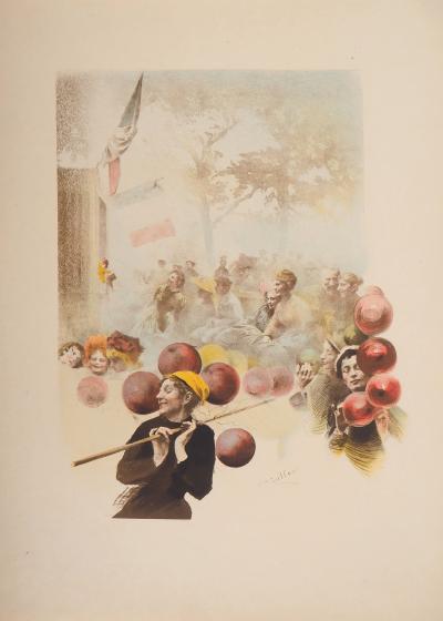 Henri Patrice DILLON : Polichinelle, La Marchande de ballons, 1898 - Lithographie originale signée 2