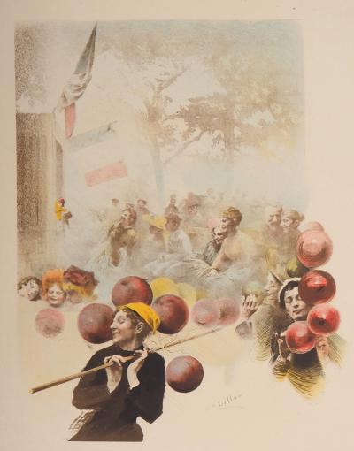Henri Patrice DILLON : Polichinelle, La Marchande de ballons, 1898 - Lithographie originale signée 2