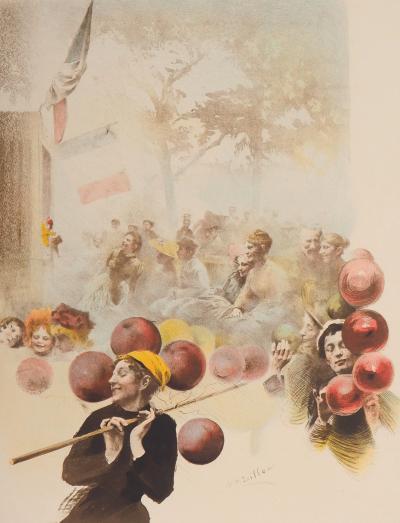 Henri Patrice DILLON : Polichinelle, La Marchande de ballons, 1898 - Lithographie originale signée 2