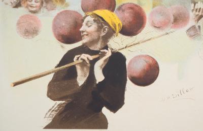 Henri Patrice DILLON : Polichinelle, La Marchande de ballons, 1898 - Lithographie originale signée 2