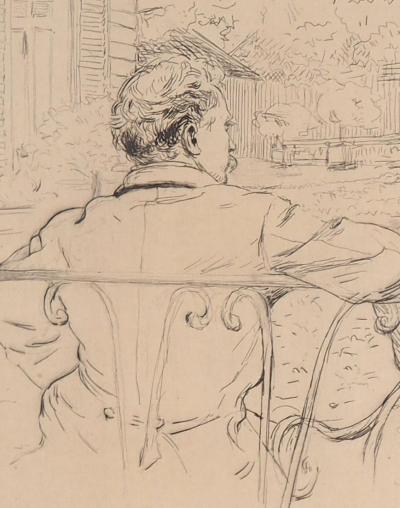 CAROLUS-DURAN : Homme regardant la terrasse, 1877 - Gravure originale signée 2