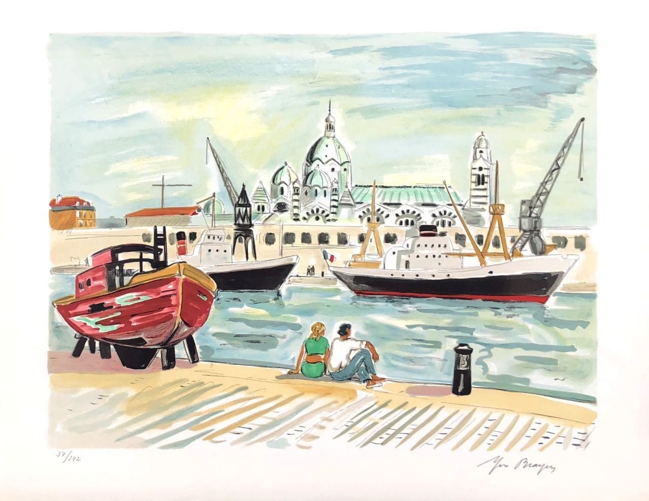 Yves BRAYER Marseille Kathedrale La Major, 1974 Signierte