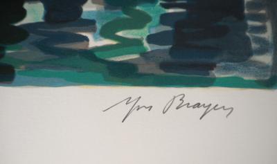Yves BRAYER - Barques de pêche au Vallon des Auffes, 1974 - Lithographie signée 2