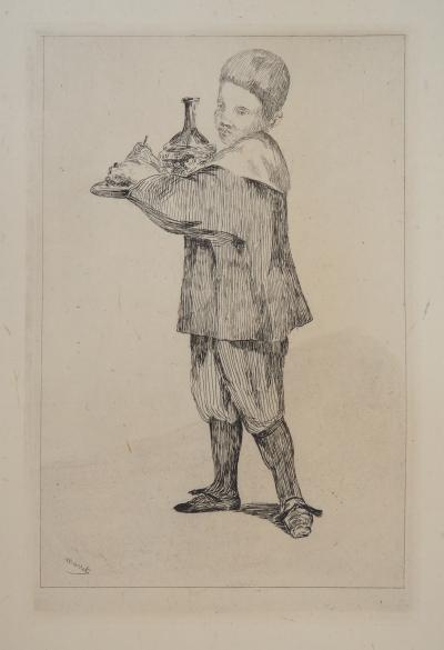 Edouard MANET - Enfant portant un plateau, 1861 - Gravure originale, Signée 2