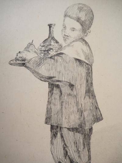 Edouard MANET - Enfant portant un plateau, 1861 - Gravure originale, Signée 2