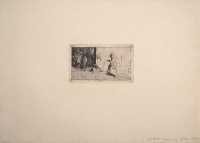 Mariano FORTUNY: On the doorstep - Original etching 2