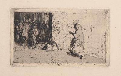 Mariano FORTUNY: On the doorstep - Original etching 2