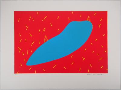 Aki KURODA : Notre planète bleue, 1993 - Linogravure originale, Signée 2
