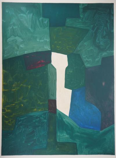 Serge Poliakoff (d’après) : Composition verte et bleue - Lithographie, Signée 1969 2