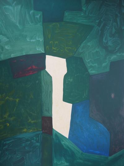 Serge Poliakoff (d’après) : Composition verte et bleue - Lithographie, Signée 1969 2