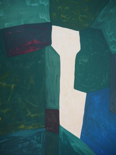 Serge Poliakoff (d’après) : Composition verte et bleue - Lithographie, Signée 1969 2