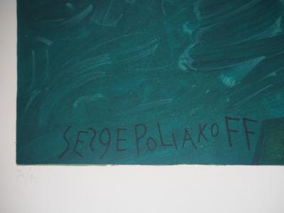 Serge Poliakoff (d’après) : Composition verte et bleue - Lithographie, Signée 1969 2