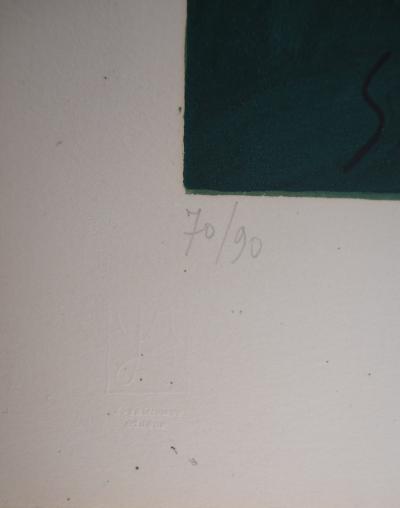 Serge Poliakoff (d’après) : Composition verte et bleue - Lithographie, Signée 1969 2