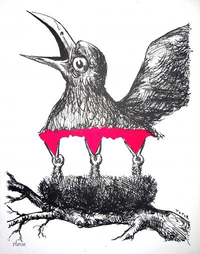 Roland TOPOR - The mother and the nest - Original lithograph, signed 2