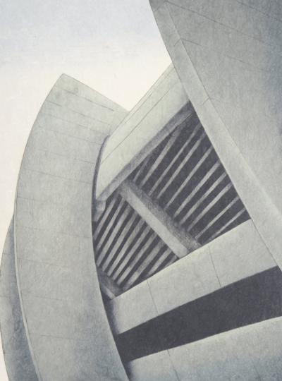 Alain LE FOLL : Stade en encorbellement - Lithographie originale signée 2