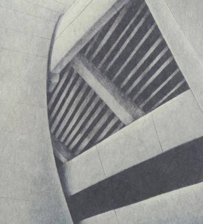 Alain LE FOLL : Stade en encorbellement - Lithographie originale signée 2