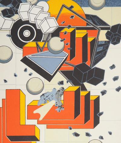 Alain LE YAOUANC : Construction - Lithographie originale signée 2