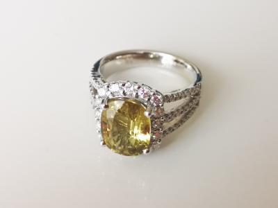 Bague en or blanc  18 carats chrysoberyl et  diamants - certificat 2