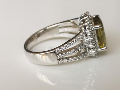 Bague en or blanc  18 carats chrysoberyl et  diamants - certificat 2