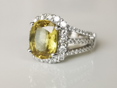 Bague en or blanc  18 carats chrysoberyl et  diamants - certificat 2